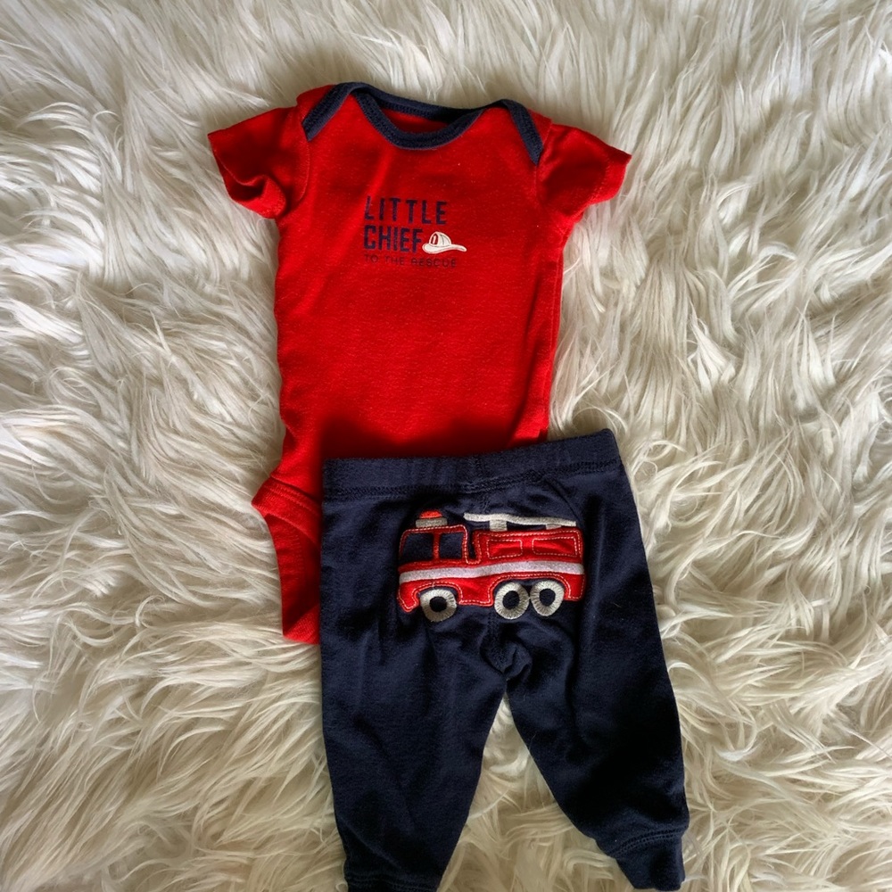 Fire truck baby boy set
